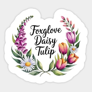 foxglove-daisy-tulip Sticker